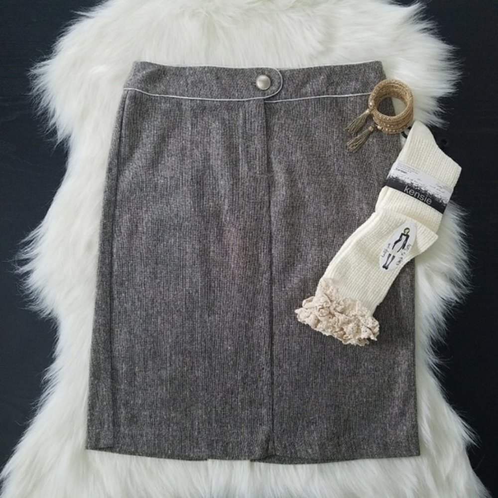 Classic Brown / Tan Tweed Pencil Skirt